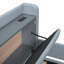 Grand lit plateforme tapissier avec rangement hydraulique, ports USB, similicuir gris