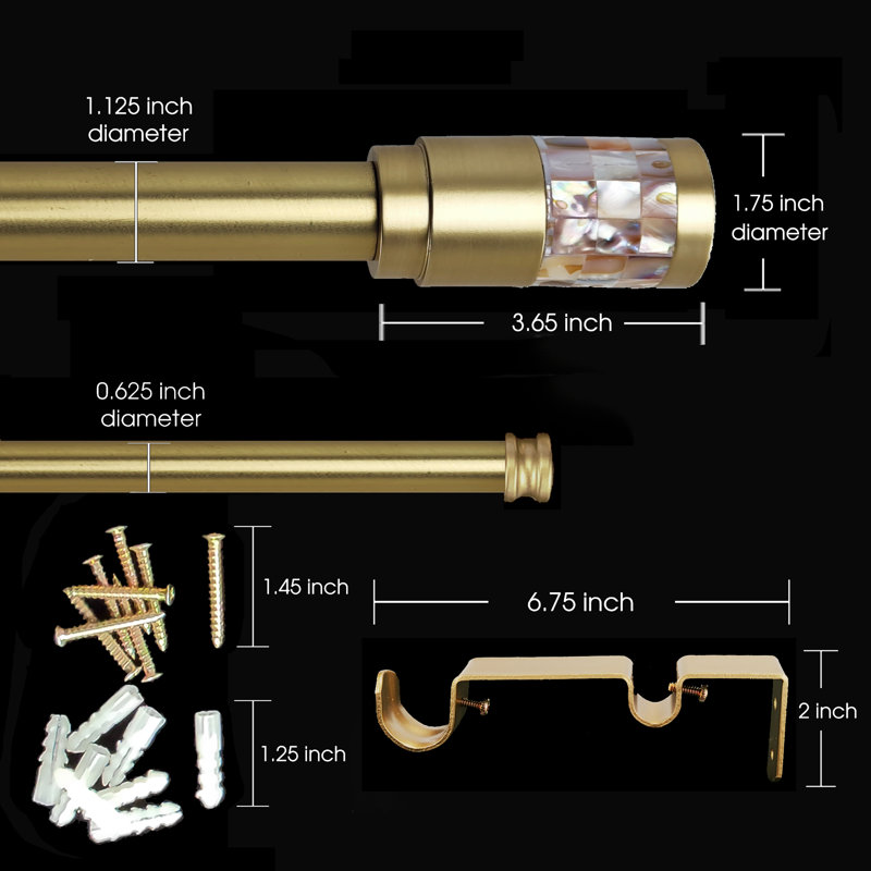 Tringle à rideaux double réglable Zaryan Gold, 72 po x 72 po