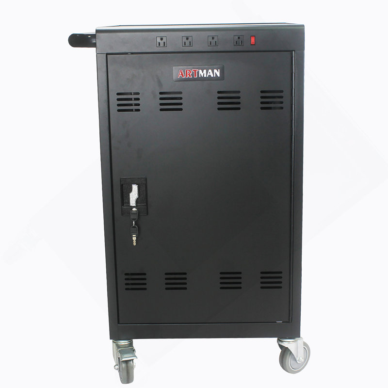 Mobile Charging Cart And Cabinet For Tablets Laptops 32Device, Black