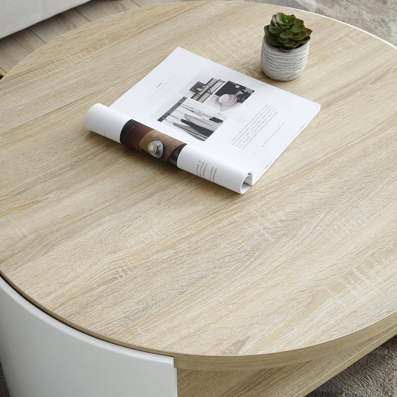 Table basse, bureau en bois rustique à 2 niveaux avec tablette de rangement