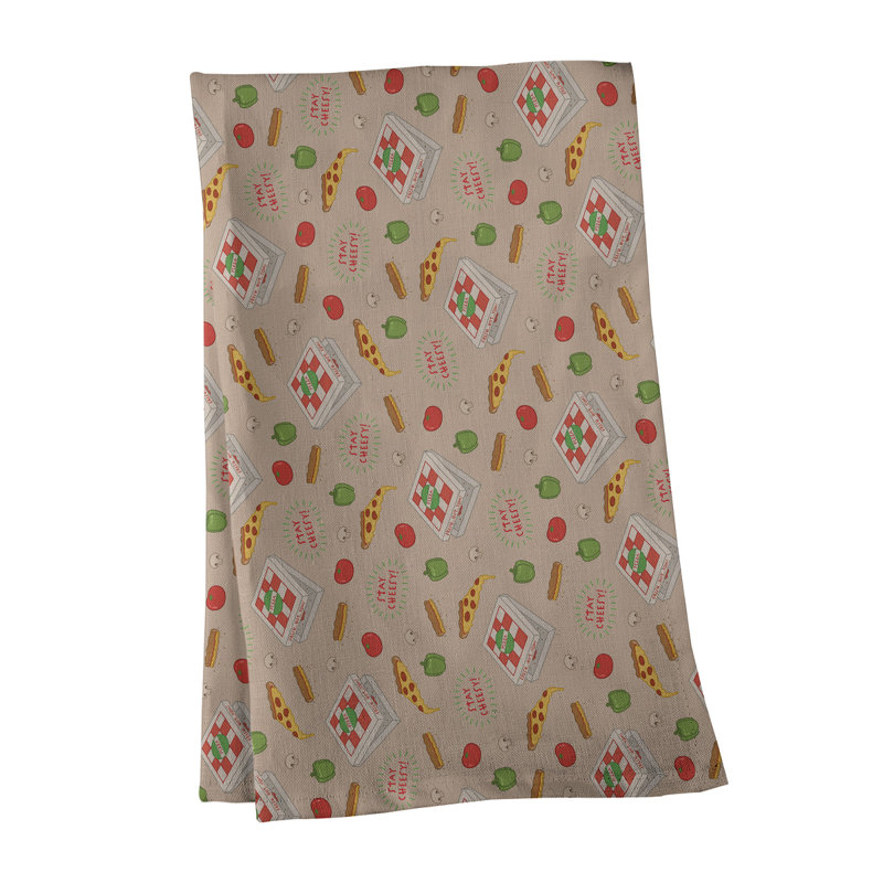 Torchon à motif de pizza, Polyester sergé, gris