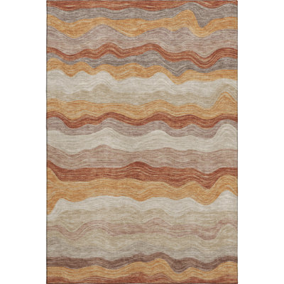 Premium Machine Washable Mayfield AMF2397 Striped Rug