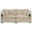 4 modulaires rembourrés en chenille beige avec 2 repose-pieds et repose-pieds en bois massif, coussins en chenille
