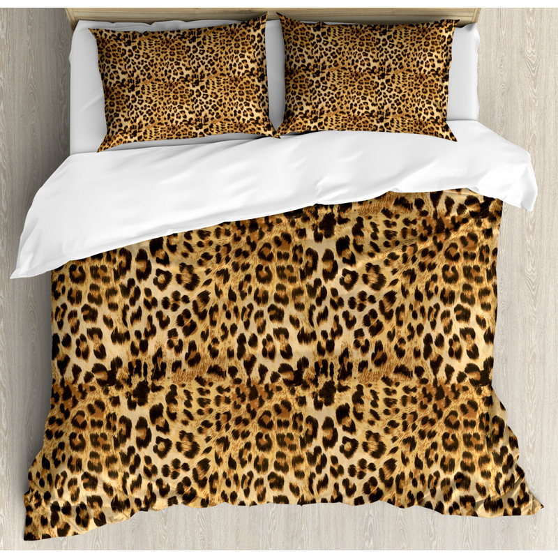 King Size Leopard Print Duvet Cover Set with Shams