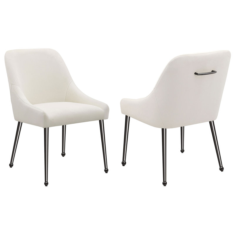 Chaise de salle à manger rembourrée Dineshia, Ivoire, Noir