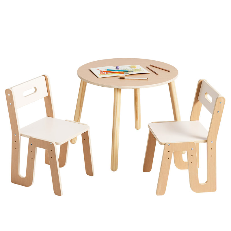 Kids' Round Table and 2-Chair Set, Interactive Play & Learning Furniture