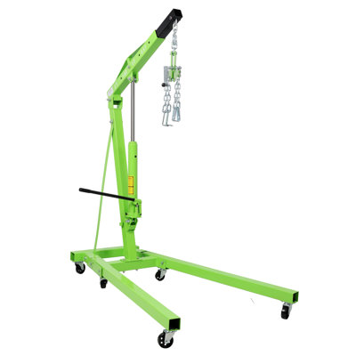 2-Ton Hydraulic Engine Hoist with Leveler, Foldable Steel Engine Crane for Auto Repair and Heavy Lifting