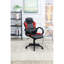 Chaise de bureau à hauteur réglable, coussins d'accoudoirs, dossier, noir et rouge pour un espace de travail efficace