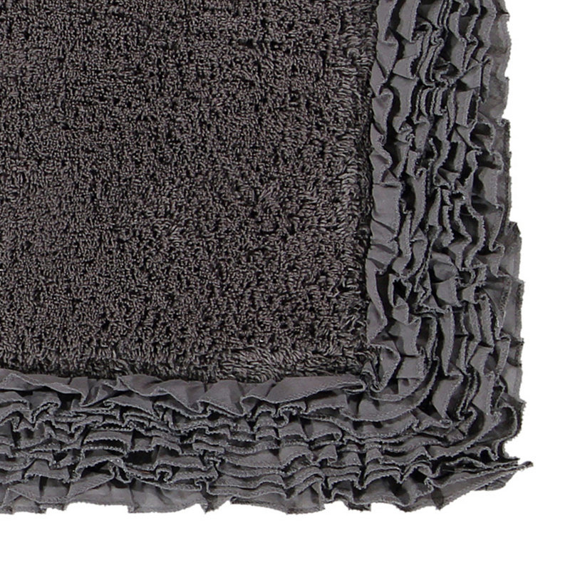Ensemble de tapis pour salle de bain 100% coton 1775 g / m² 5 pièces Courson, certifié OEKO-TEX®, envers en latex antidérapant, motif de volants touffetés moelleux, super absorbant, tapis de salle de bain lavables à la machine, gris
