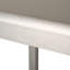 Table de bar d'extérieur grise avec structure en aluminium et plateau en verre givré, légère et résistante aux chocs.