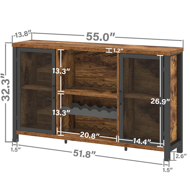 35cm Bar Cabinet, Rustic Brown