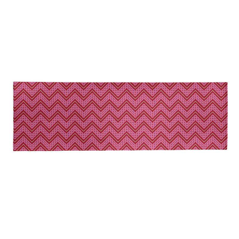 Tapis rose/rouge à chevrons fait main, Tapis de couloir 2 pi x 8 pi