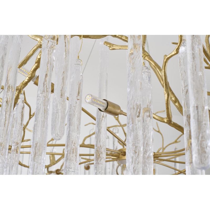 Transitional 12-Light Round Glass Drop Chandelier 