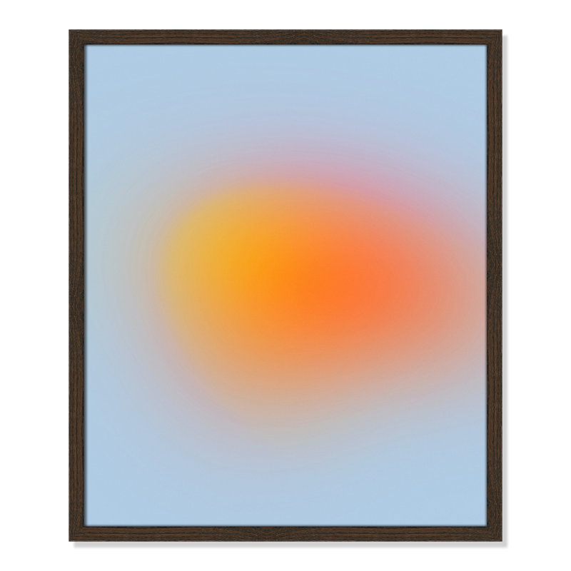 «Neon Orange Glow Print» par My Mind, H 25,5 po x l 21,5 po x P 1,25 po, Cadre en noyer mince sans cadre
