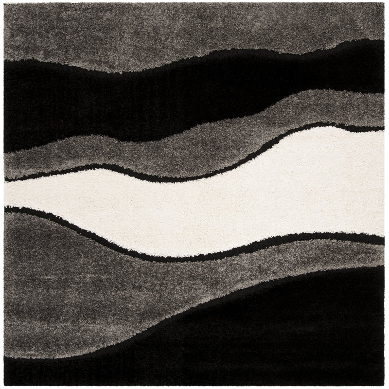 Tapis gris / noir Ashal, Carré 6 pi 7 po, Grey/Black