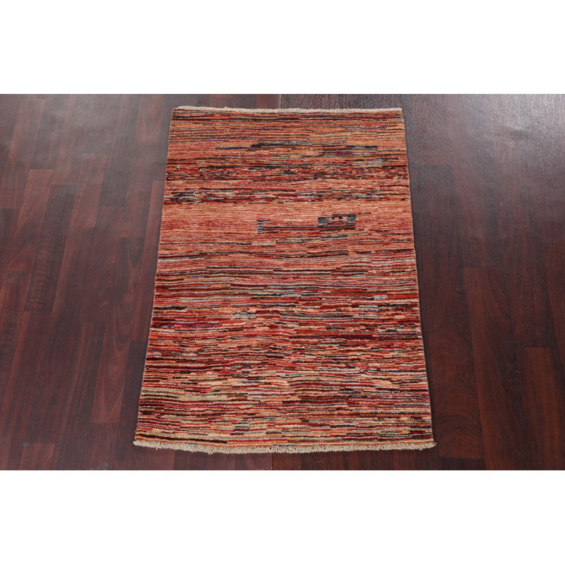 Tapis contemporain en laine Gabbeh Kashkoli noué à la main 3 x 4