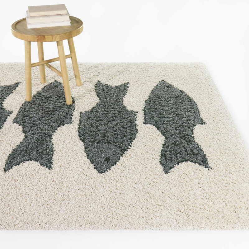 Seabrook Blue Kids Fish Area Rug, 4'4" x 6'