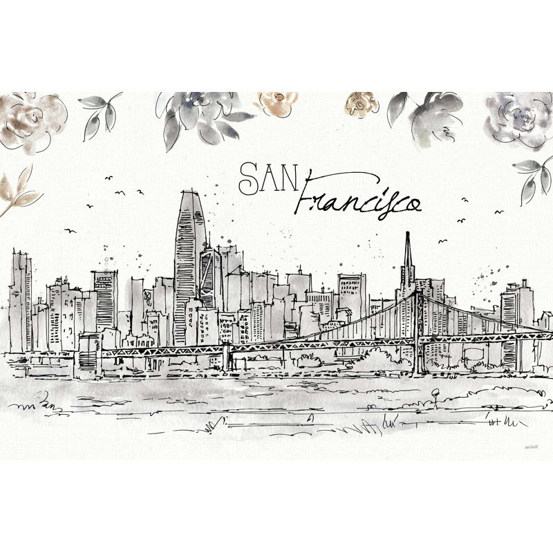 «Kentlee Skyline Sketches VII on Canvas» par Anne Tavoletti, reproduction, H 8 po x l 12 po x P 1,25 po