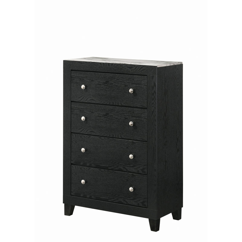 Accent Chest, Modern Chest With Faux Marble Top And 4 Drawers For Bedroom