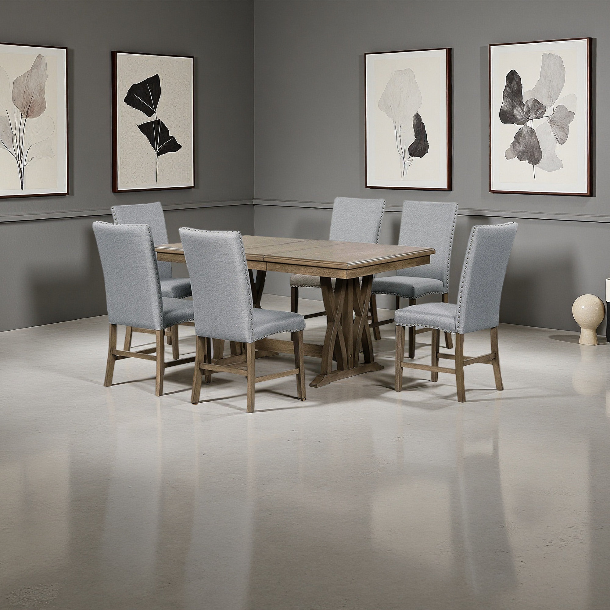 Lark Manor™ Mid-Century Solid Wood 7-Piece Dining Table Set Extendable ...