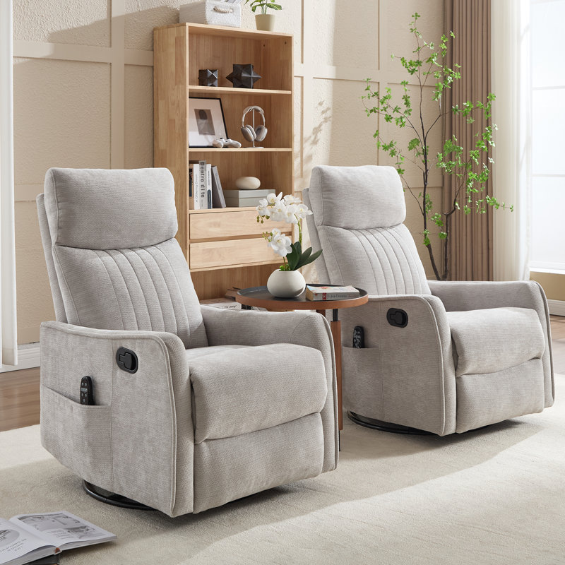 26.37" W Manual Swivel Rocker With Massage Heated, Light Gray