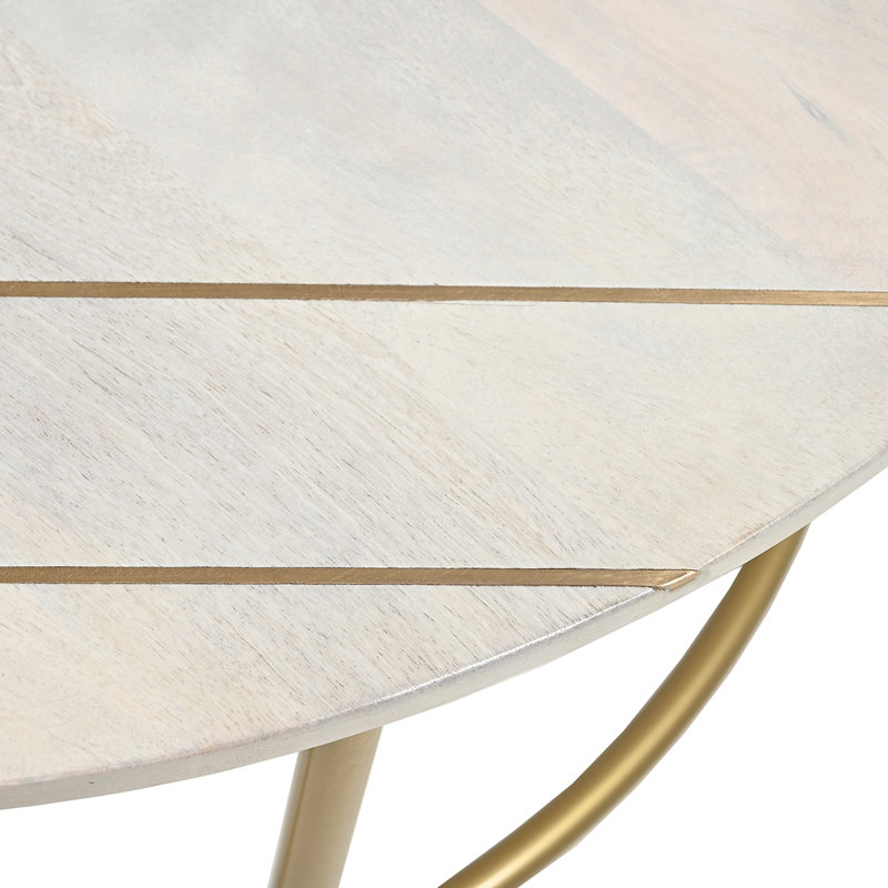 Anjanet Three Leg Coffee Table, Gold, White Wood