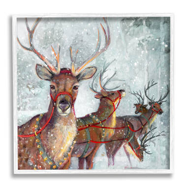 Holiday - Christmas Reindeer by Susan Pepe - Wrapped Canvas Painting Print The Holiday Aisle Size: 40 H x 30 W x 1.5 D