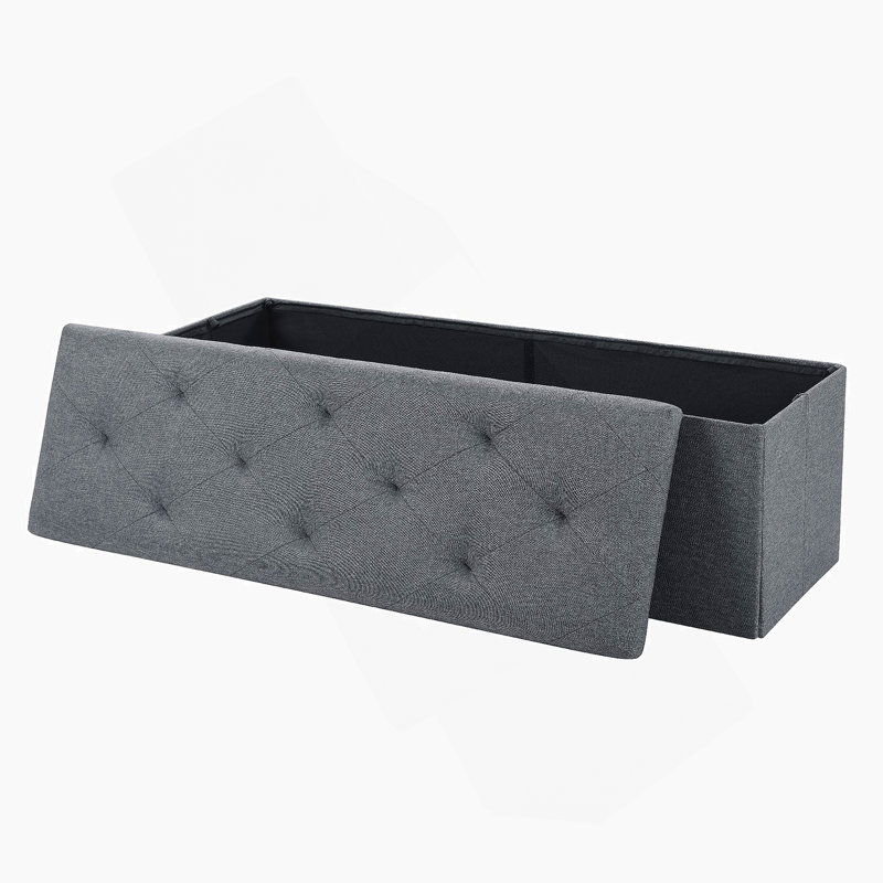 Folding Storage Ottoman Bench, Ottoman Foot Rest, End of Bed Bench, Storage Chest, for Living Room, Bedroom, Entryway, Gray
