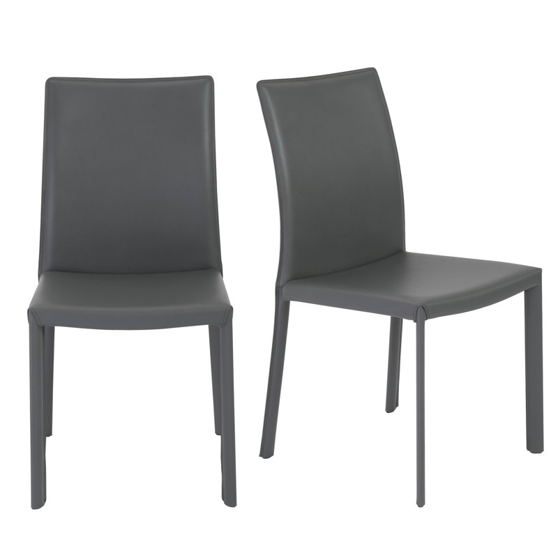 Gilson 17.72'' H Faux Leather Upholstered Side Chair, Gray Faux Leather