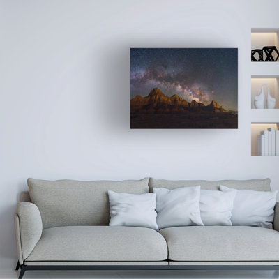 Wrapped Canvas Wall Art - Royce Bair 'Mountain Starlit Beauty' Wall Art for Living Room, Bedroom, or Office Décor  - 24x32