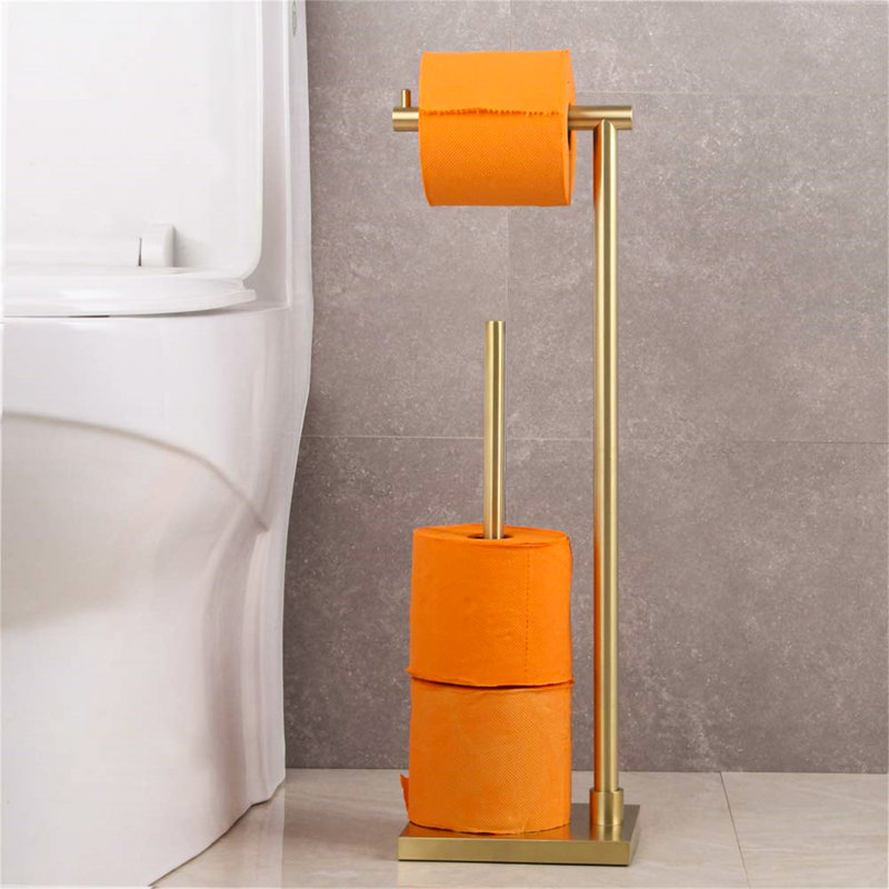 Vanpelt Free Standing Toilet Paper Holder, Golden