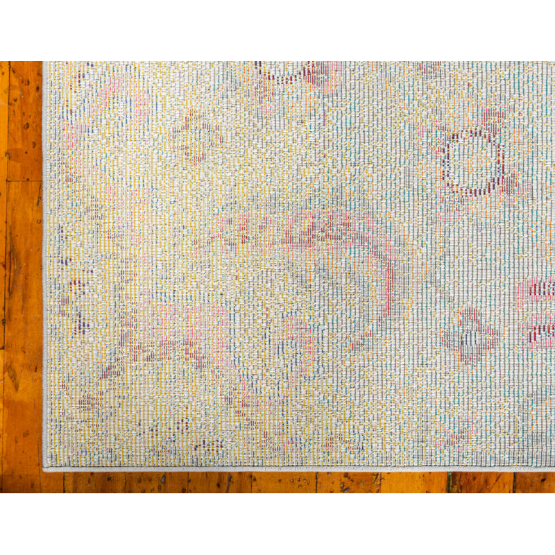 Tapis bleu abstrait Jahanna, Rectangle 10 pi 6 po x 16 pi 5 po