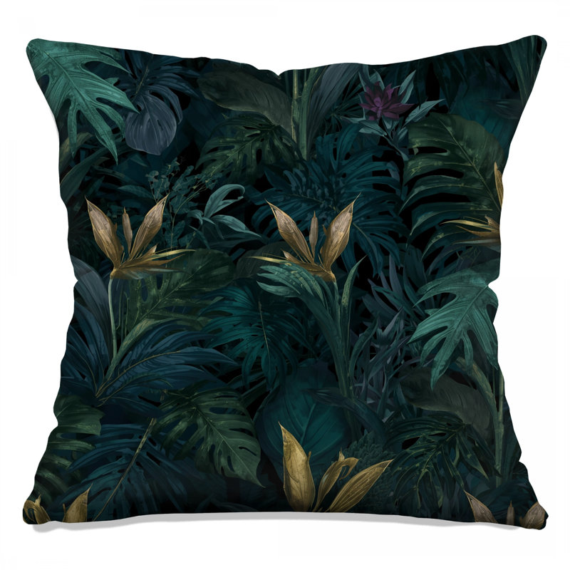 Tropical Foliage Illustration Double Sided Throw Pillows, 14 x 14 inches