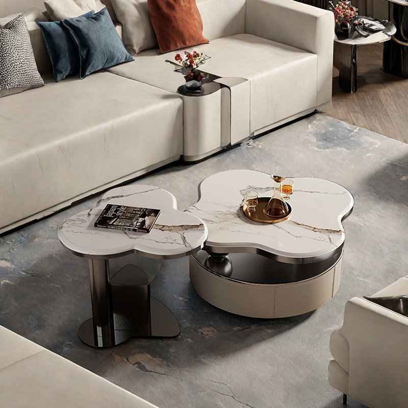 Modern super crystal stone coffee table, White
