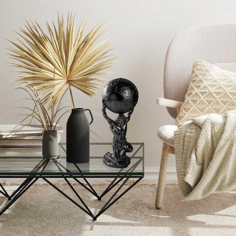Objet décoratif peint à la main, noir, 5,1 x 12,2 x 5,1 pouces | 100% polyester, variations de couleurs uniques, accent parfait pour la décoration intérieure | Idéal pour le salon, le bureau et les espaces créatifs