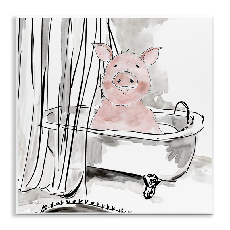 Plaque murale Minimal Bath Bath Piggy, design par Carol Robinson