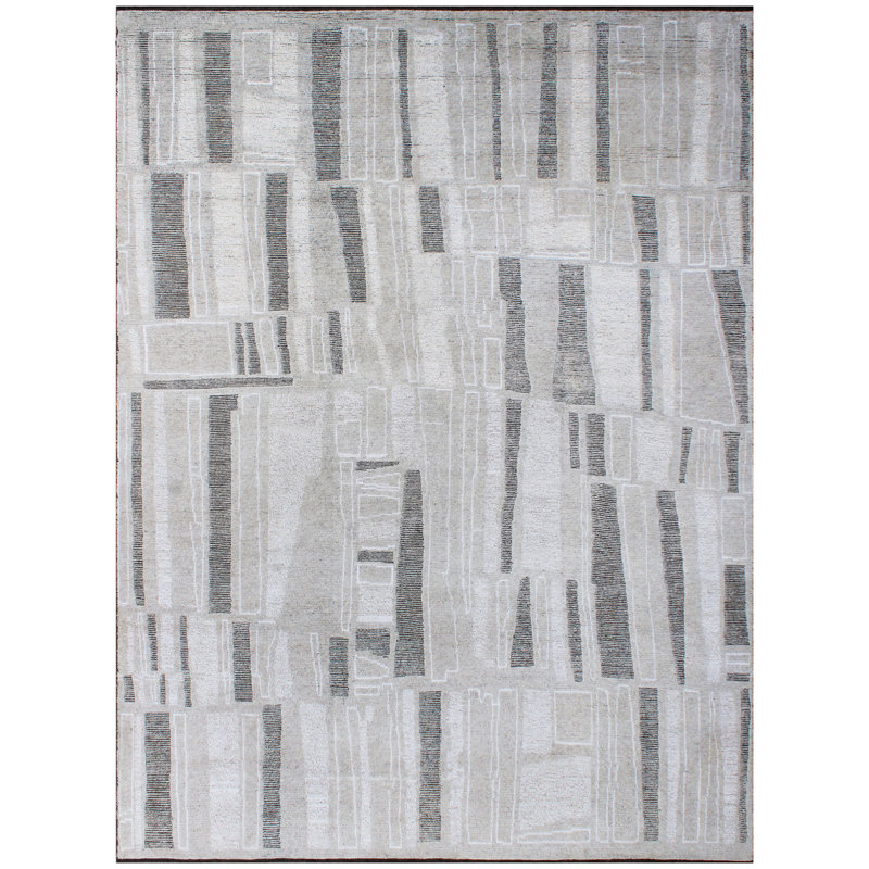 Area Rug in Black/Gray/White, Rectangle 9' x 12'