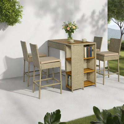 Ensembles de bar de patio peu encombrants en bois d'acacia, design moderne pour recevoir