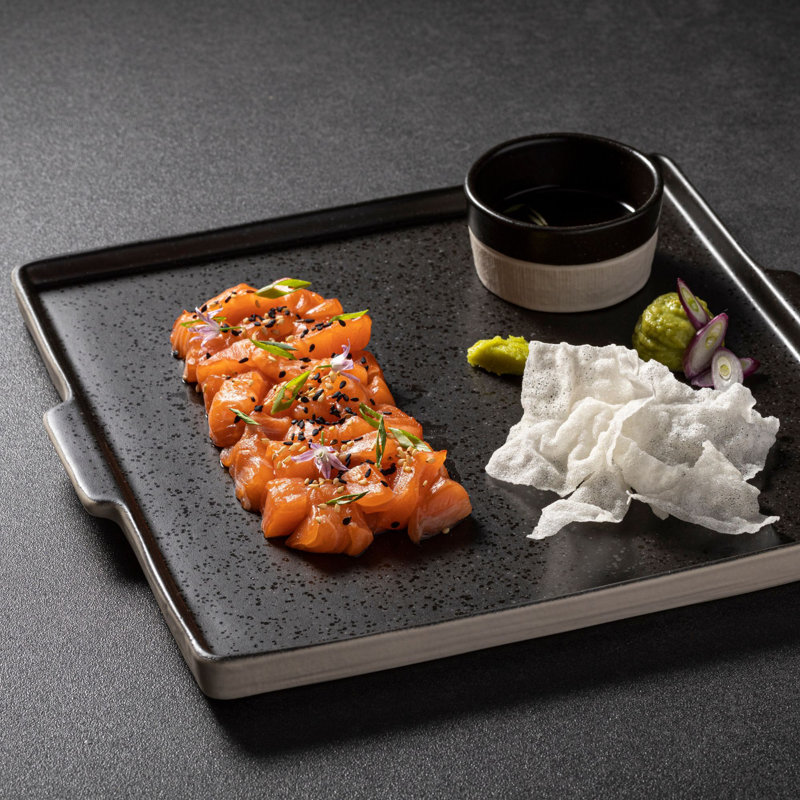Nótos Stoneware Platter, 0.75" H x 8.75" W x 8" L, Latitude Black