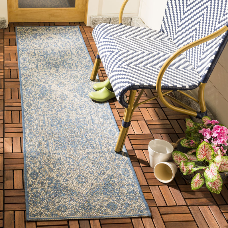 Kirkendall Geometric Hand Woven Indoor / Outdoor Area Rug, Runner 61 x 244 cm