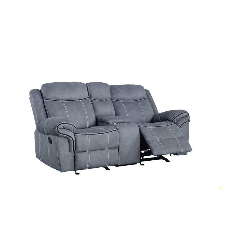 Causeuse inclinable en velours à deux tons Zubaida avec port USB et console
