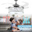Ventilateur de plafond 42 pouces rétractable Bluetooth avec lumière et haut-parleur, ventilateurs de plafond encastrés, ventilateurs de plafond invisibles modernes réversibles à 6 vitesses RVB-LED, télécommande et commande APP-129698969