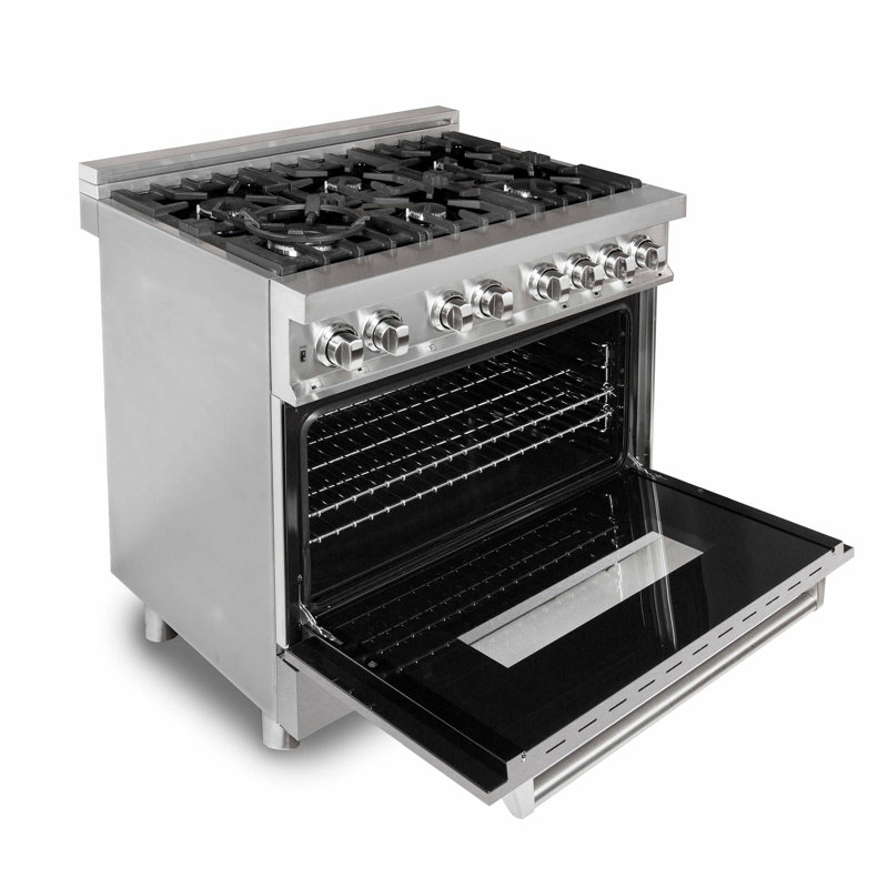Zline 36" Durasnow® Dual Fuel Range, Range Hood And Dishwasher