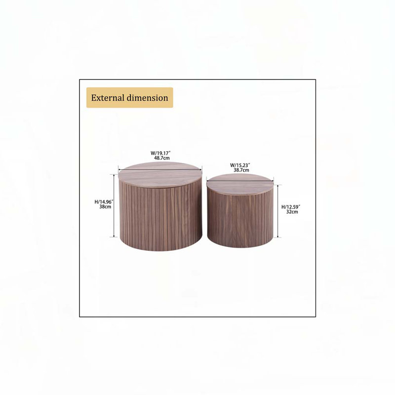 Ensemble de tables basses Nesting, Noyer