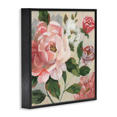 Rose rose et pivoines, estampe numérique, conception de Nan