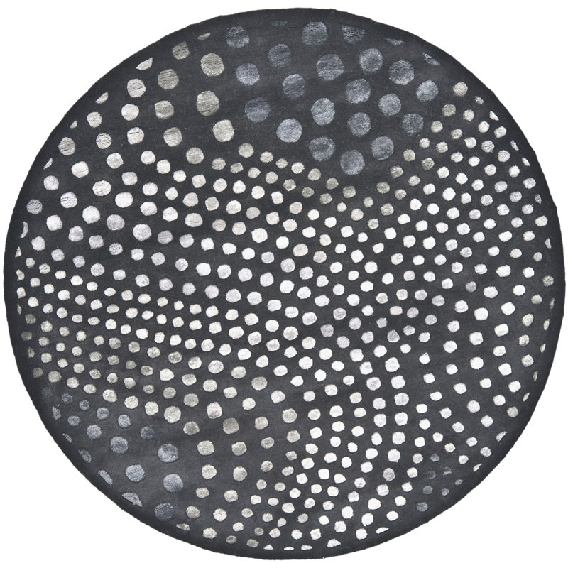 Amier Hand Tufted Wool And Viscose Abstract Rug, Round 8'