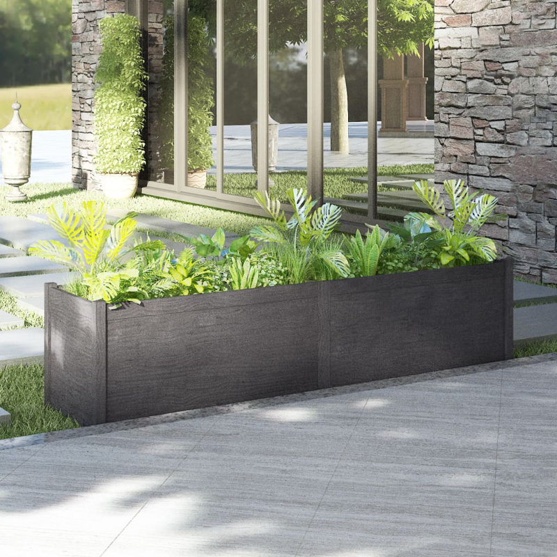 Wood Pot Planter, 19.7" H x 78.7" W x 19.7" D, Gray