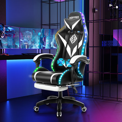 Ergonomic  LED Gaming Chair with Massage Lumbar Pillow