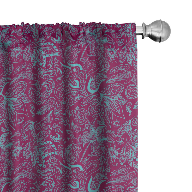  Floral Semi-Sheer Rod Pocket Curtain Panels, 28" x 63"