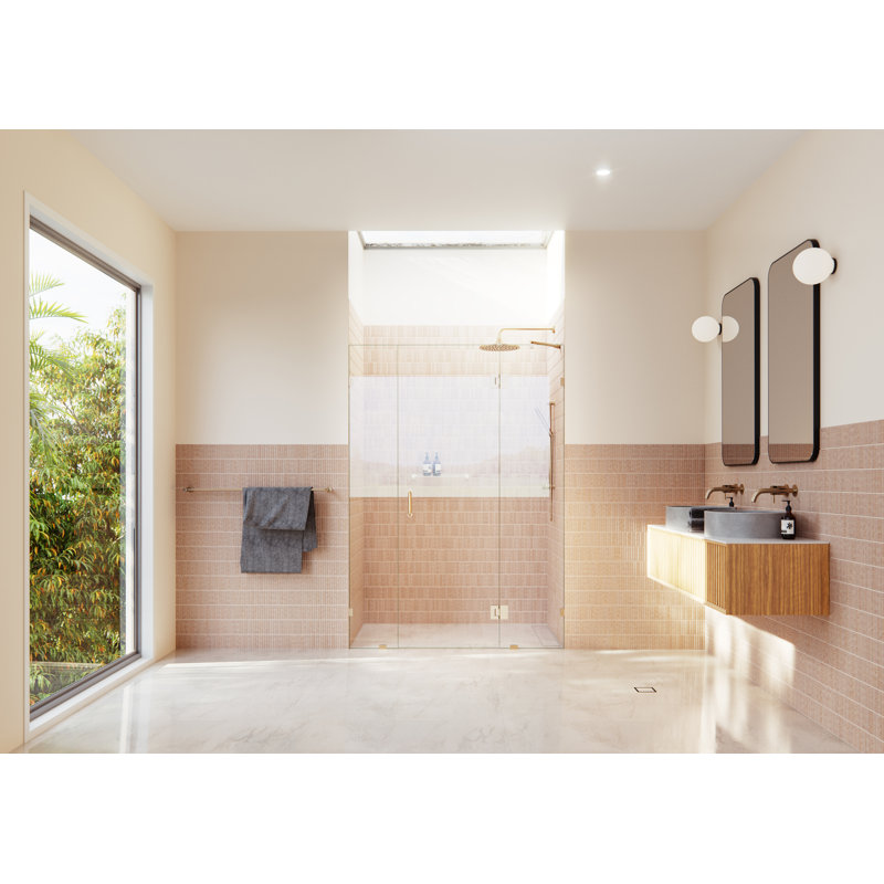 Stellar 57.75 in. W x 78 in. H Fully Frameless 3 Panel Inline Glass Hinged Shower Enclosure, Brushed Bronze